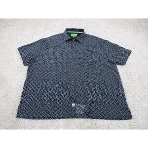 Nat Nast Shirt Men Extra Large XL Blue Geometric Silk Luxury Originals Button Up